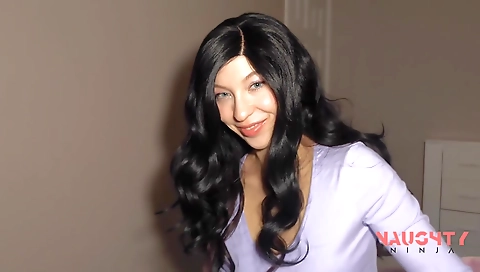 Sexy brunette hair with huge tits